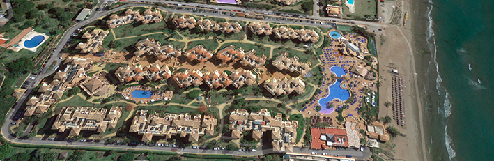 Aerial view of the Marriott Marbella Beach urbanization